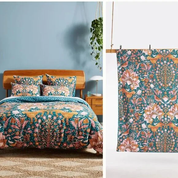 Anthropologie Mahina Duvet Cover King Vibrant Jungle Bedroom Luxury Comfort - Picture 1 of 3
